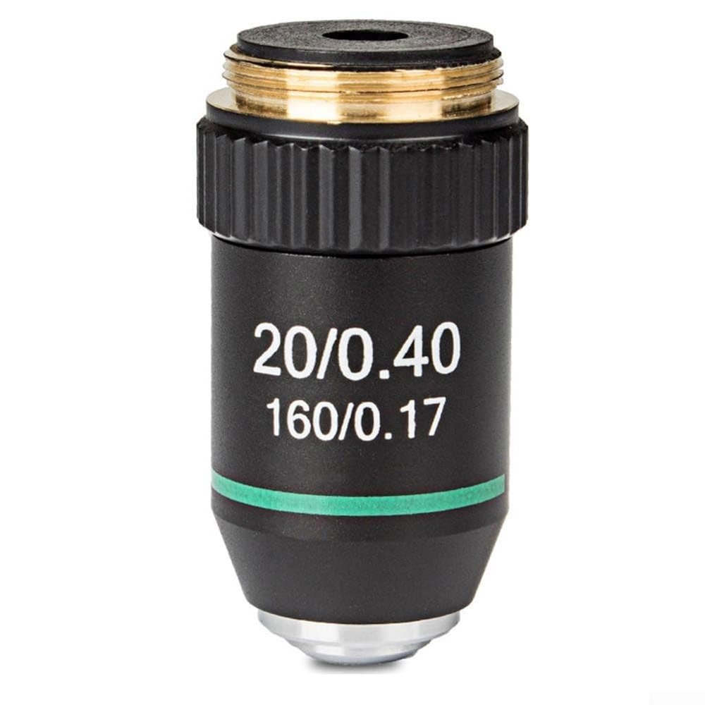 195 Achromatic Objective Lens for Biological Microscope, RMS 20.2mm Thread, 100x Oil Immersion High Magnification Microscope Lens with 4X 20x 40x 60x Options20X