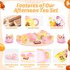Tea Party Set Wooden Tea Sets for Toddlers 3-5 Play Food Pretend Play Toys Kids Tea Set for Girls 6-8 Birthday Gift Wooden Tea Party Set for Little Girls 3 4 5 6 Years Old Outdoor Tea Time Game view 3