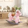 Wooden Rocking Horse with Soft Plush Body and Smooth Curved Rails for Gentle Back-and-Forth Motion view 1