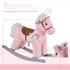 Wooden Rocking Horse with Soft Plush Body and Smooth Curved Rails for Gentle Back-and-Forth Motion view 3