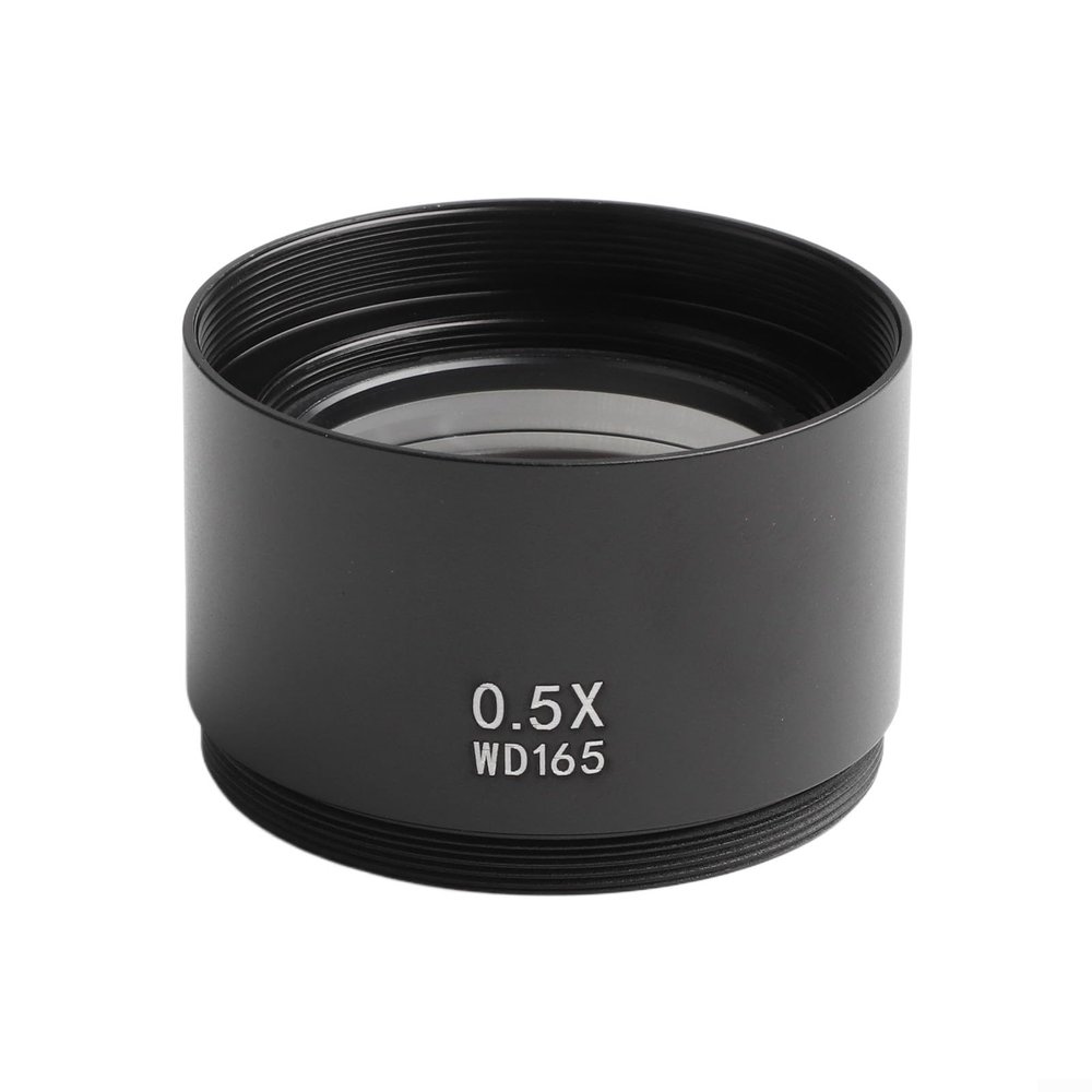 0.5X/0.7X/2.0X Microscope Auxiliary Lens for Stereo Microscope with 48mm Thread, Wide Field of View Glass Objective Barlow Lens, Increased Working Distance0.5X