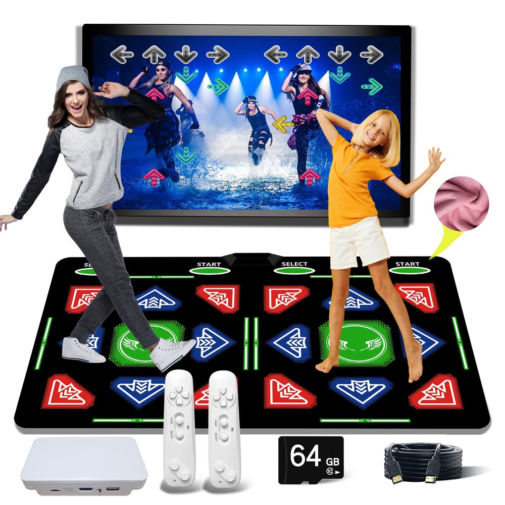 OZLET HDMI Dance Mat 64GB Storage,885 Songs,1000 Games,81 MTV Videos.Dance pad Combines Dance,Yoga, Aerobics, Running,Sports, and Puzzle Games.A Prestigious Gift for Boys & Girls. Flannel Material