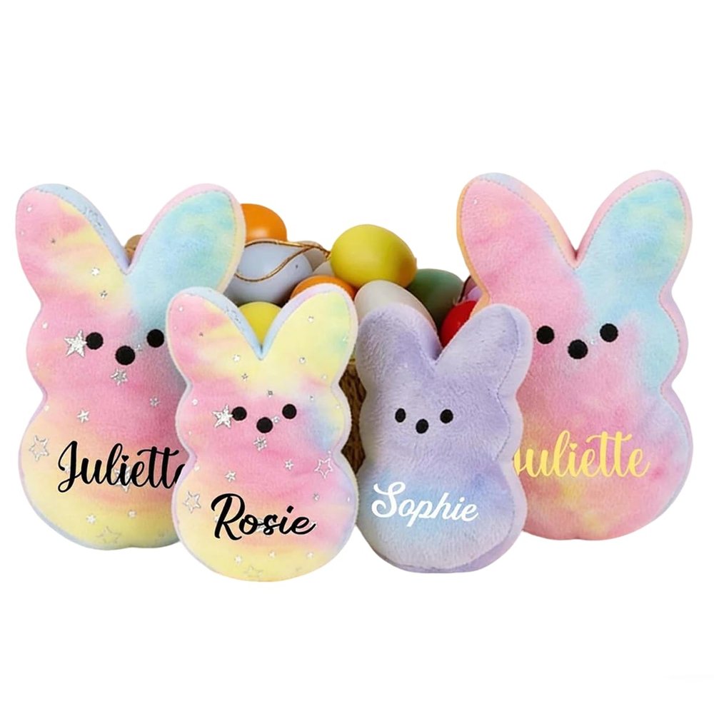 2026 Personalized Peep Bunny Plush,Custom Easter Bunny with Name,Soft Easter Basket Stuffer,Easter Gifts for Girls Boys