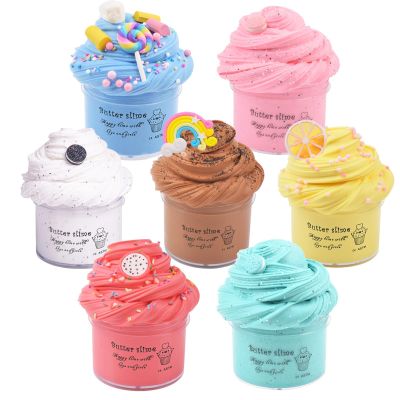 7 Pack Butter Slime Kit, Soft and Non-Sticky Sludge Toy, for Girls Boys Party Favor, Birthday Gifts, Stress Relief Toy