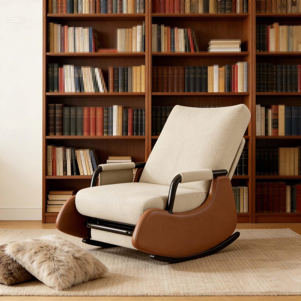 Cozy Rocking Chair with Foot Rest | Stylish Rocking Chairs for Living Room | Versatile Rocking Chairs for Nursery, Bedroom & Outdoor Porch