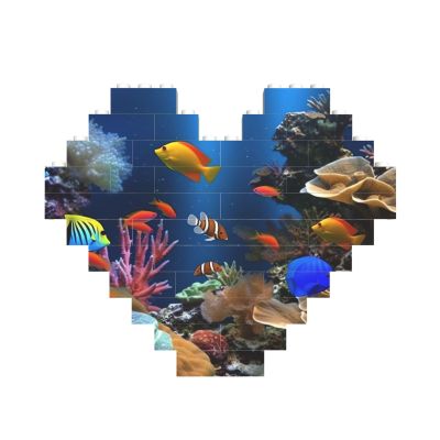 NBSKSDLK Personalized Photo Building Blocks Puzzles - Heart Shaped Custom Bricks Puzzle with Marine Life Picture - DIY Romantic Home Decor Valentines Day Gifts for Lovers, Couples