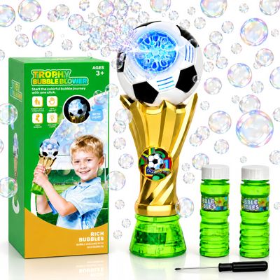 Bubble Wands for Kids - Light up Bubble Wands with 2 Solutions, Outdoor Toys for Kids Ages 3-5 4-8, Soccer Toys for Boys, Birthday Party Gift for 3 4 5 6 7 8 Years Old Boys and Girls