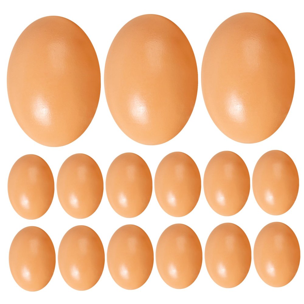 15Pcs Wooden Eggs, Realistic Wooden Toy Eggs for Crafts, Nesting Box, Easter, Food Toy, Home Decor, DIY, Khaki for Crafts for Chicken Coop