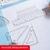 4 Pcs Ruler Set Student Exam Drawing 15cm +Triangular Ruler*2+Protractor School Stationery view 3