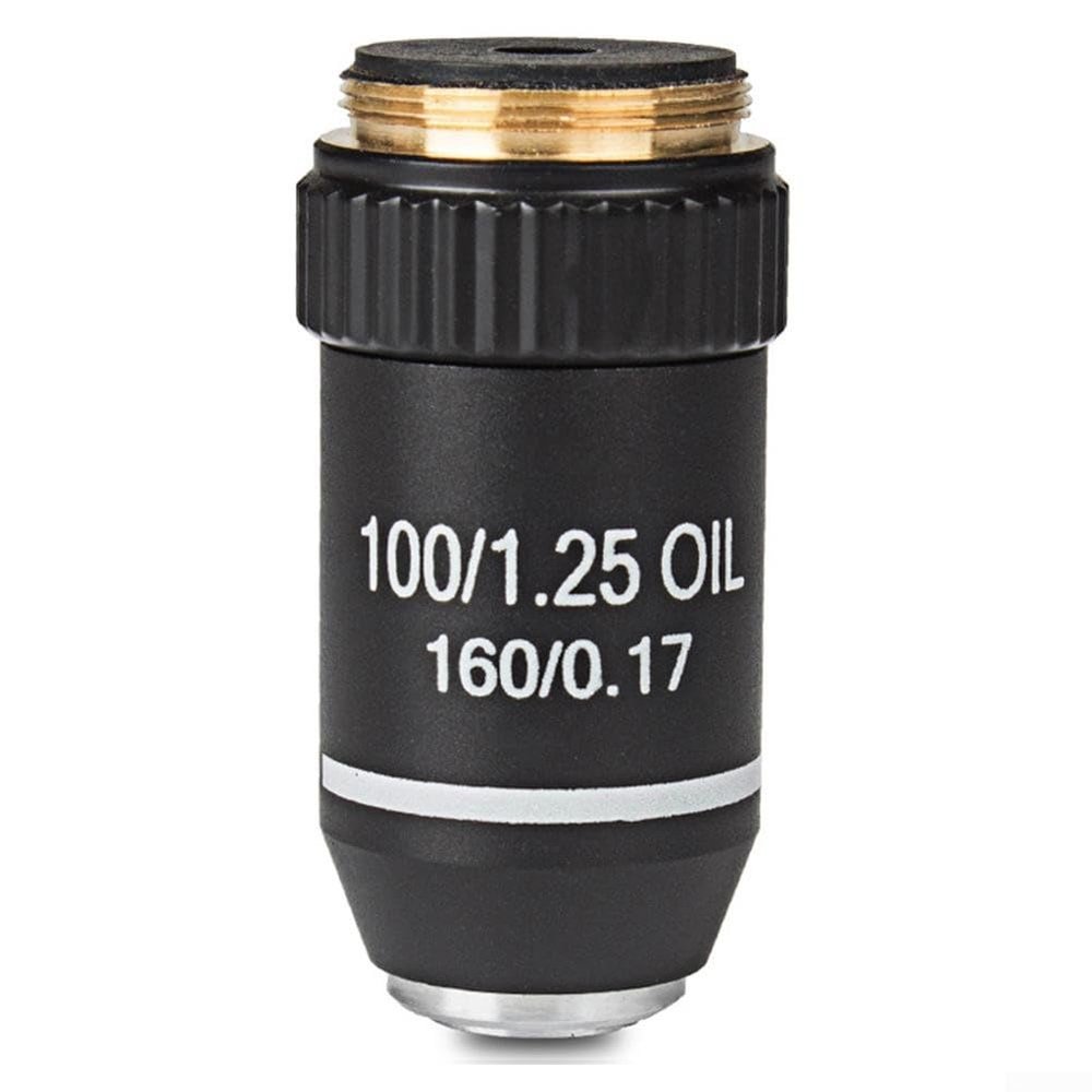 195 Achromatic Objective Lens for Biological Microscope, RMS 20.2mm Thread, 100x Oil Immersion High Magnification Microscope Lens with 4X 20x 40x 60x Options, Oil100X