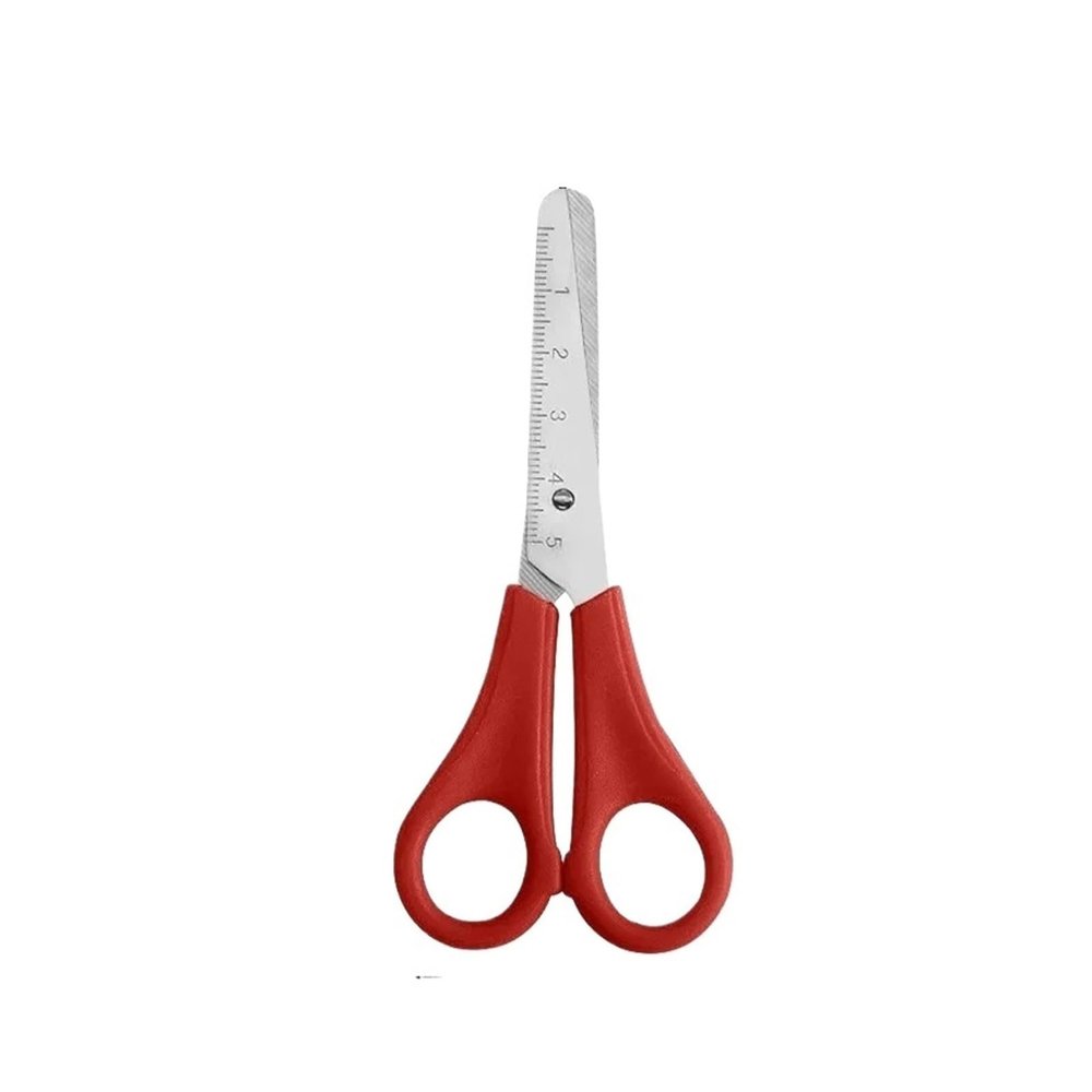 1PCS Scissors DIY Handmade Safety Scale Stationery Student School Office Supplies(Red)