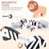 Joyreal Magnetic Jungle Animals Toy Play Set, 16 Pcs Wooden Building Blocks Play Set Toy for 1 Year Old, Fine Motor Montessori Game Preschool Educational Gift for Ages 1-5 view 2