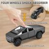 1:32 Scale Alloy Pickup Truck Toy with Trailer & ATV, Interactive Lights & Sounds, Opening Doors/Trunk, Pull-Back Function, Educational Vehicle Playset for Kids Boys Girls (Grey) view 3