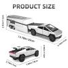 1:32 Scale Alloy Pickup Truck Toy with Trailer & ATV, Interactive Lights & Sounds, Opening Doors/Trunk, Pull-Back Function, Educational Vehicle Playset for Kids Boys Girls (Silver) view 2