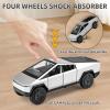 1:32 Scale Alloy Pickup Truck Toy with Trailer & ATV, Interactive Lights & Sounds, Opening Doors/Trunk, Pull-Back Function, Educational Vehicle Playset for Kids Boys Girls (Silver) view 3