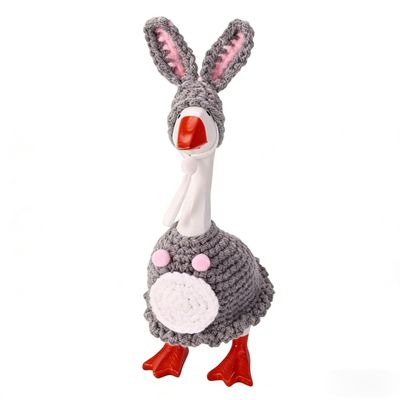 7-Inch Desk Goose OutfitEaster Bunny Desk Goose Costumes Hand-Knit Festive Rabbit Ears Clothes for Magnetic Desk Geese Statue, Easter Spring Holiday Party Home Office Table Decor Accessory Photo Prop