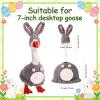 7-Inch Desk Goose OutfitEaster Bunny Desk Goose Costumes Hand-Knit Festive Rabbit Ears Clothes for Magnetic Desk Geese Statue, Easter Spring Holiday Party Home Office Table Decor Accessory Photo Prop view 3
