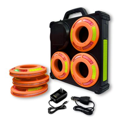 6-Pack Synchronous LED Cone Ring Lights, Magnetic, Multiple Lighting Functions, Solo Mode Option, Charging Carry Case