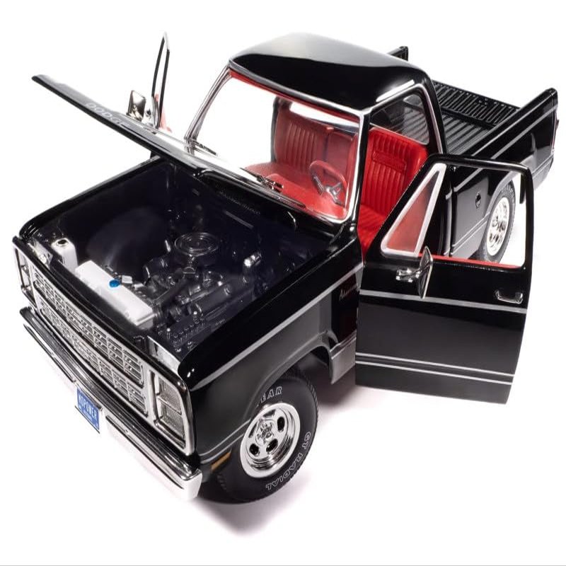 1979 Adventurer Sweptline Pickup Truck Black with Red Interior American Muscle Series 1/18 Diecast Model Car by Auto World AMM1355
