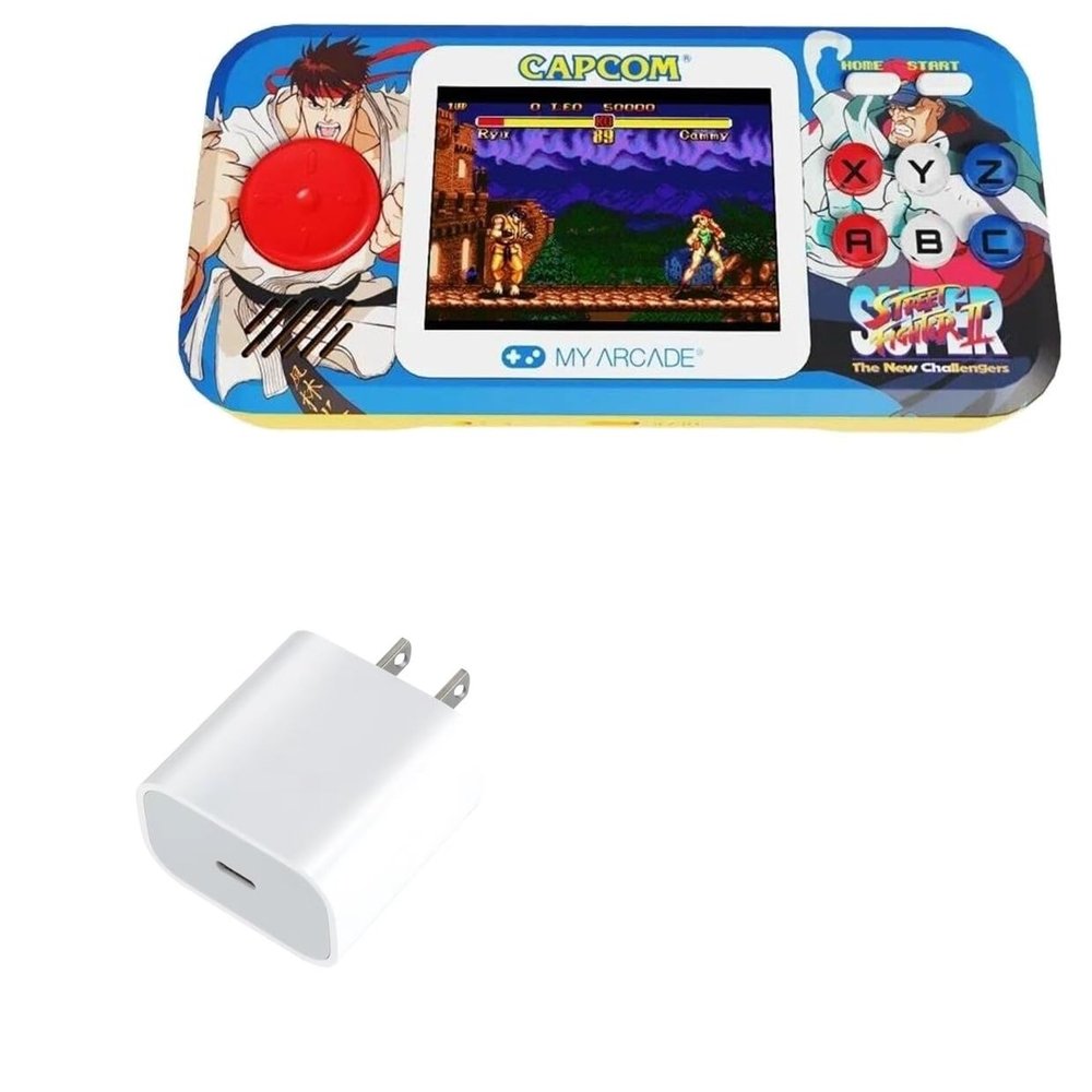 BoxWave Charger Compatible with My Arcade Super Street Fighter II Pocket Player Pro - PD GAN miniCube (30W), 30W Tiny PD GAN Type-C Wall Charger - Winter White