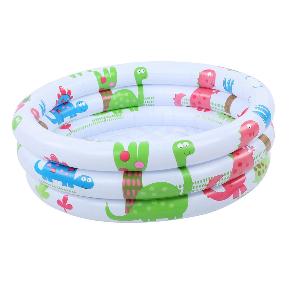 Funien Thickened PVC Round Children Dinosaur Swimming Pool, Protective Barrier for Kids with Soft Inflatable Floor, Suitable for Backyard Entertainment, Quick Inflation