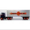 1959 International DCOF-405 Truck with Box Trailer Cooper Jarrett Inc. Dark Blue with Orange Stripes North American Vintage Truck Collection 1/43 Diecast Model 43-0637 view 2