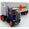 1959 International DCOF-405 Truck with Box Trailer Cooper Jarrett Inc. Dark Blue with Orange Stripes North American Vintage Truck Collection 1/43 Diecast Model 43-0637 view 4