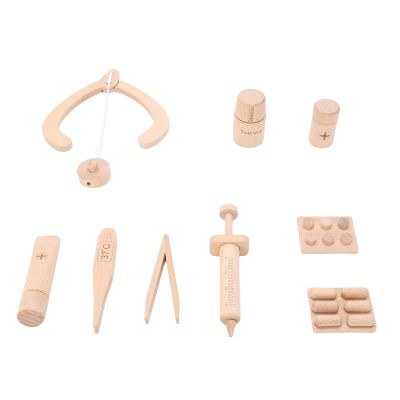 Wooden Doctor Toy Set Multifunctional Safe Portable Children Wooden Doctor Play Set for Home