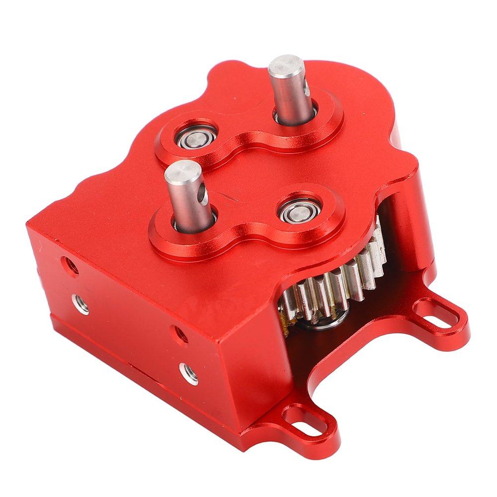 Jonlaki RC Car Dual Rotor Motor Transmission Assembly with POM Skid Plate for SCX10 /10 Scale Crawler, Red (Red)