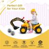 Pemberly Row Toddler Ride-On Excavator Digger Truck, Yellow, Durable PP Body, HDPE Wheels, Functional Arm with Built-in Sounds, Storage Seat, Construction-Inspired Outdoor Toy for Kids Age 3+ view 3
