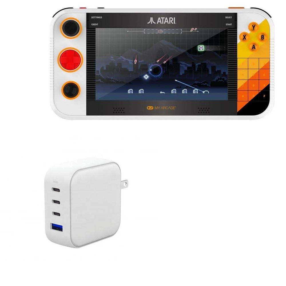 BoxWave Charger Compatible with My Arcade Atari Gamestation Go (7 in) - PD miniCube (100W), 100W 3 PD Port Wall Charger International - Winter White
