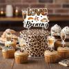13PCS Love Is Brewing Bridal Shower Decorations Cupcake Cake Toppers Leopard Print Coffee Cake Decorations for Cafe Bar Bachelorette Bridal Shower Wedding Shower Party Favors Supplies view 2