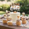 13PCS Love Is Brewing Bridal Shower Decorations Cupcake Cake Toppers Leopard Print Coffee Cake Decorations for Cafe Bar Bachelorette Bridal Shower Wedding Shower Party Favors Supplies view 3