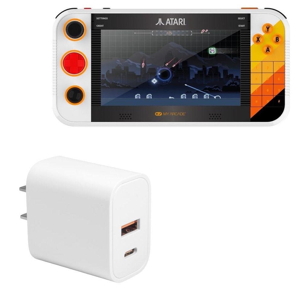 BoxWave Charger Compatible with My Arcade Atari Gamestation Go (7 in) - PD miniCube (20W), 20W PD USB Type-C Wall Charger - Winter White