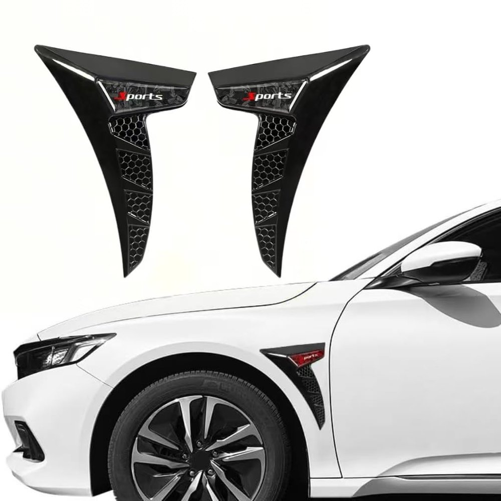 EAGRI 2 Pcs Car Spoiler for Ford Maverick 2026 2025 2024 2023 2022, Side Fender Vents Decoration Air Flow Intake Sticker Auto Exterior Shark Gills,Black