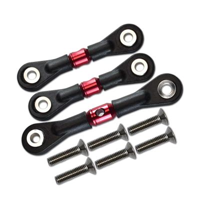 Rc Connecting Rod Models For Tamiya For TT02 TT02T For TT-02 TT-02T 1/10 Aluminum Alloy Adjustable Steering Tie Link Pull Rod Linkage RC Car Replacement(Red)