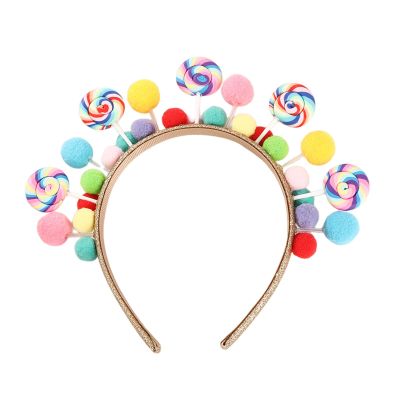 DLOULP Multicolored Oven Bake Clay Hairband Childrens Festival Addition Sparkling Stone Deck Not Irritating Plan Lovely Candy Themed Hair Addition