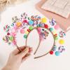 DLOULP Multicolored Oven Bake Clay Hairband Childrens Festival Addition Sparkling Stone Deck Not Irritating Plan Lovely Candy Themed Hair Addition view 4