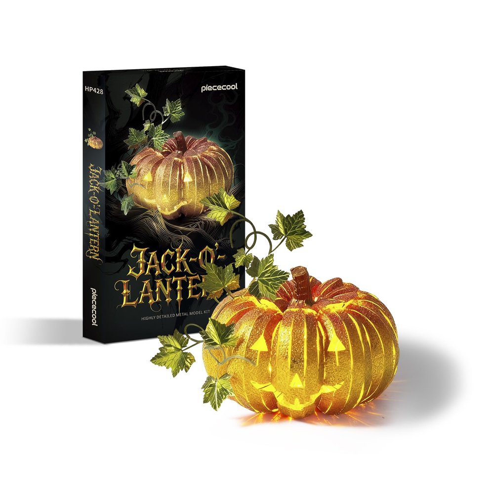 Piececool 3D Metal Puzzle Jack-O'-Lantern Metal Model Kit for Adult Hobbies Birthday Christmas Day Gifts for Men Women 14+
