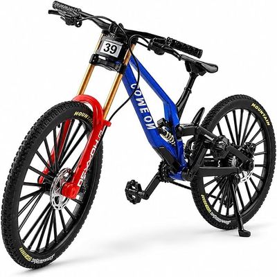Mountain Bike Ornament,1:6 Scale Mountain Bike Toy DS Die-Cast Mini Finger Bicycle Model Desktop Decoration Scale Men Toy DH Alloy Bike Action Figurine Toy for Cake Topper Crafts (blue-39)