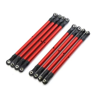 RC Cars Models For AXIAL For SCX10 90046 For TRX4 1/10 8 PCS Aluminum Alloy Link Rod Linkage Set 313MM Wheelbase RC Crawler Car Accessories Upgrades(Red)