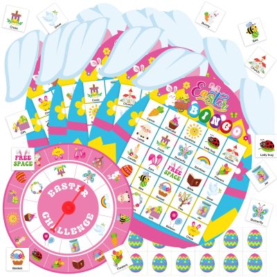 Capoda Easter Bingo Game for 24 Players Adults Easter Egg Bunny Bingo Cards with Turntable Marking Cards Spring Party Games for Family Friends Large Group School Classroom Activities Party Favors