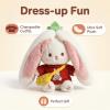 5Pcs Bunny Plush with Clothes & Accessories, Cute Bunny Stuffed Animal Reversible, Strawberry Carrot Bunny Transformed Rabbit Plush Zipper Soft Doll Easter Birthday Party Gift (5PCS Set Strawberry) view 4