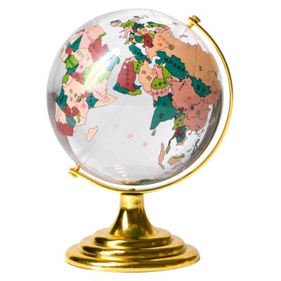 DIYEAH Crystal Globe Desk Ornament 80mm Tabletop Rotating Globe Model Craft for Home Office Study