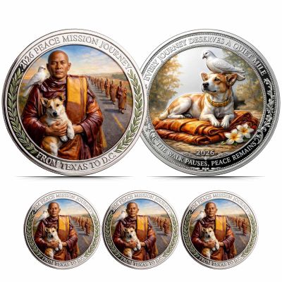 2026 Journey of Peace Mission Commemorative Coin, 2026 Peace Mission Journey Commemorative Coin, Historic 2,300-Mile Pilgrimage Tribute Honoring Compassion Souvenir, Mindfulness Buddhist (3pcs(B))