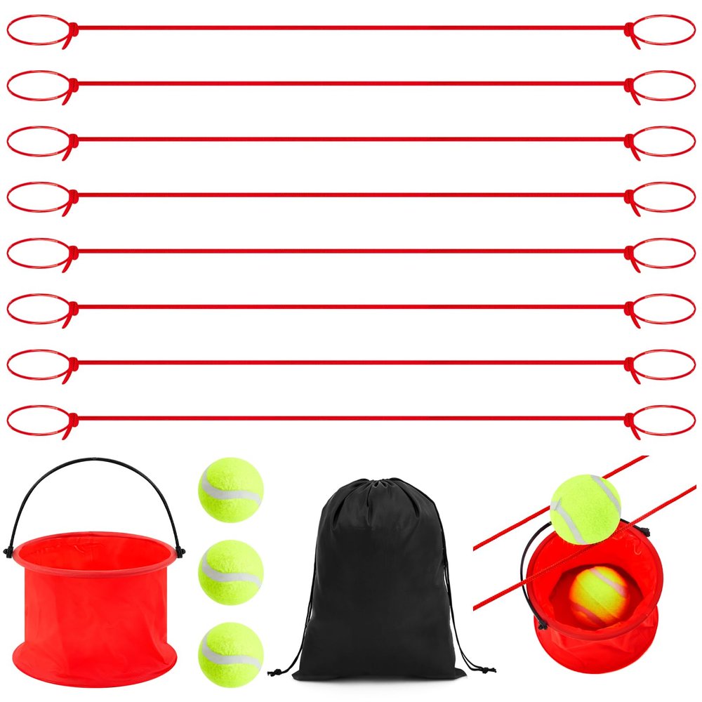 Soulchen 13 Pcs Team Building Game Set with Bucket and Balls, Red