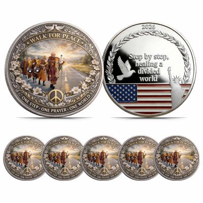 2026 Journey of Peace Mission Commemorative Coin, 2026 Peace Mission Journey Commemorative Coin, Historic 2,300-Mile Pilgrimage Tribute Honoring Compassion Souvenir, Mindfulness Buddhist (5pcs(A))
