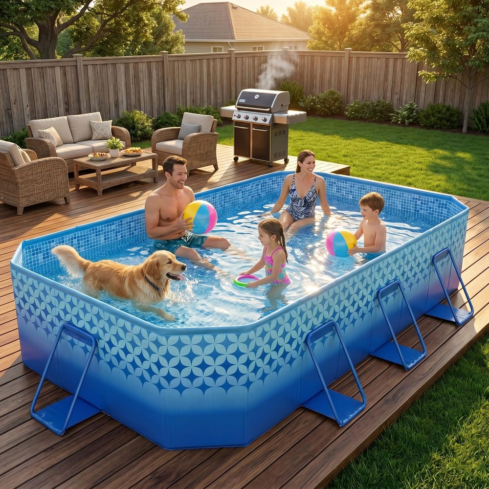 116" Foldable Pool for Kids & Adults,Indigo