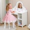 HarmoHaby Wavy White Vanity Desk with Mirror and Lights, 47.5" Large Makeup Table with Glass Top & Charging Station, MDF Dressing Table with Drawers for Bedroom, Women Girls Kids view 4