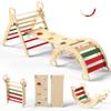 BlueWood Pikler Triangle Set, Toddler Wooden Climbing Toys Indoor 7in1 Foldable Climber for Kids, Montessori Philosophy Play Jungle Gym with Arch, Ramp, Ladder (Warm Winter Christmas) view 1